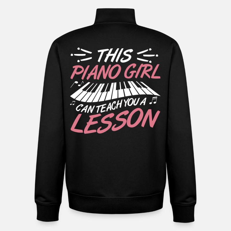 Pianiste Girl - Sweat zippé unisexe en coton bio Stanley/Stella - noir