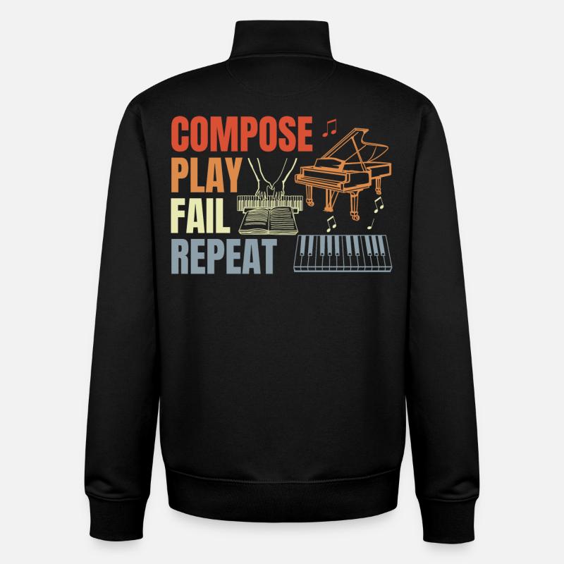 Piano Player Routine - Unisex Organic Zip Sweatshirt by Stanley/Stella - black