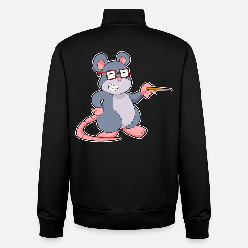 Mouse Teacher Pointer School - Unisex Organic Zip Sweatshirt by Stanley/Stella - black
