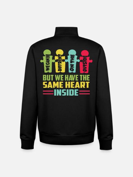 Everyone has the same heart - Unisex Organic Zip Sweatshirt by Stanley/Stella - black