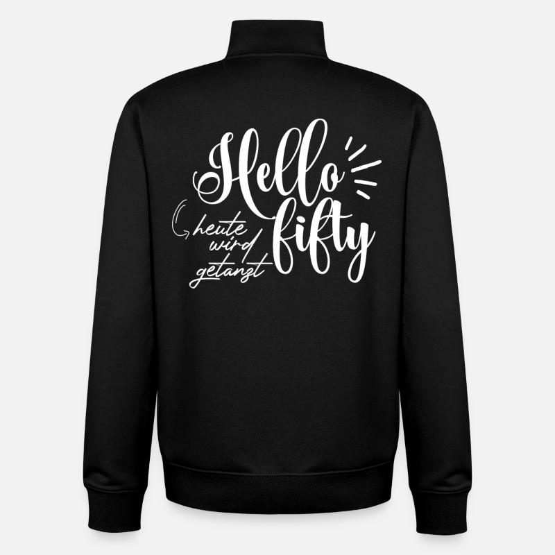Bonjour cinquante - Hallo Fünfzig - Sweat zippé unisexe en coton bio Stanley/Stella - noir