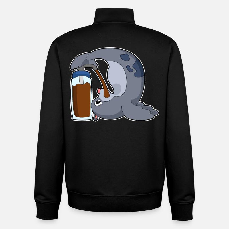 Café Seal - Sweat zippé unisexe en coton bio Stanley/Stella - noir