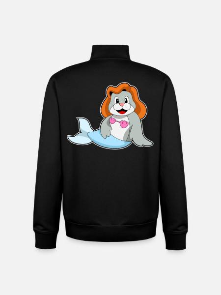 Seal Mermaid - Unisex Organic Zip Sweatshirt by Stanley/Stella - black
