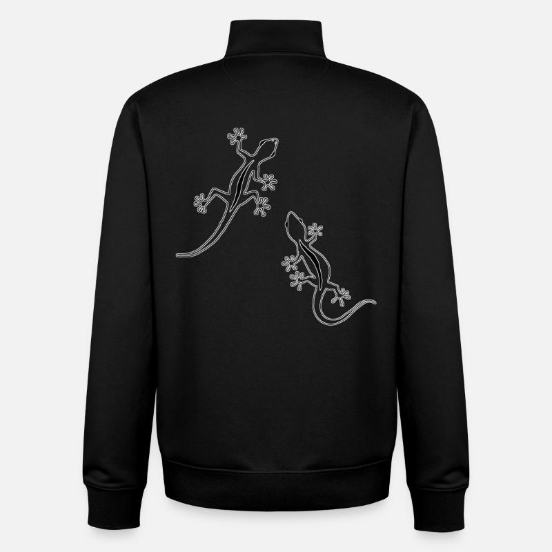 Deux Lézards (noir et blanc) - Sweat zippé unisexe en coton bio Stanley/Stella - noir