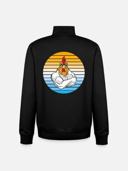 Chicken with cool sunglasses - Unisex Organic Zip Sweatshirt by Stanley/Stella - black
