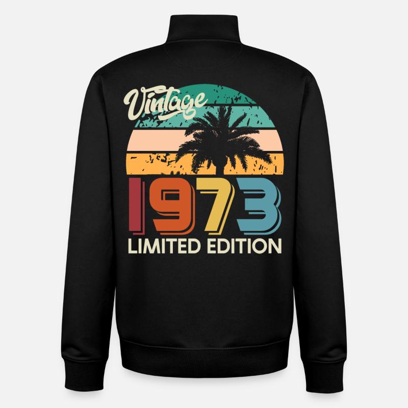Millésime 1973 Palmiers Edition Limitée - Sweat zippé unisexe en coton bio Stanley/Stella - noir