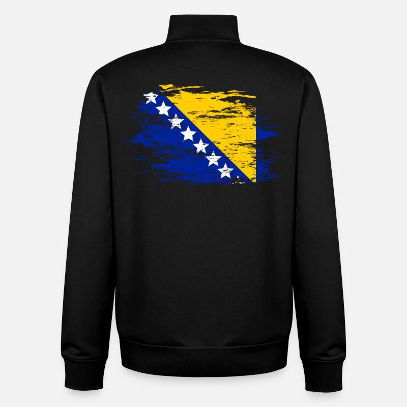 Drapeau bosnien utilisé - Sweat zippé unisexe en coton bio Stanley/Stella - noir