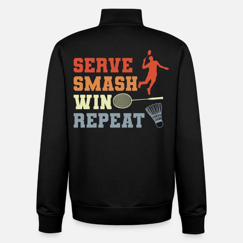 Badminton Routine - Sweat zippé unisexe en coton bio Stanley/Stella - noir