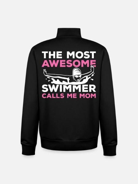Swimmer Mom - Unisex Organic Zip Sweatshirt by Stanley/Stella - black