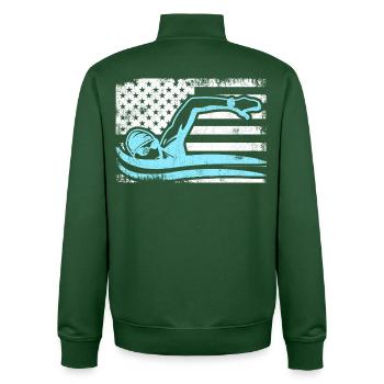 Patriotischer Schwimmer - Unisex Organic Zip Sweatshirt von Stanley/Stella - Flaschengrün - Hinten - AI Model Male 185 dark (185cm)