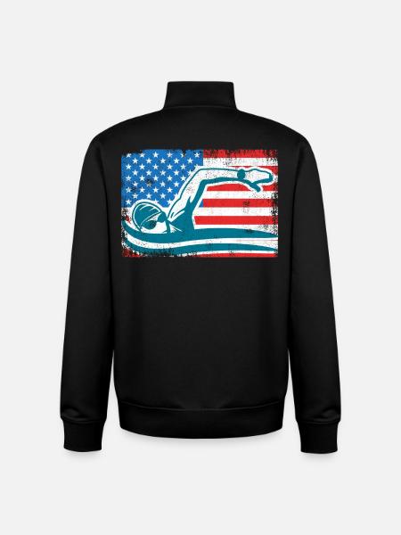 4 juillet Natation - Sweat zippé unisexe en coton bio Stanley/Stella - noir