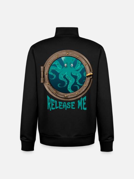 Octopus and porthole - Unisex Organic Zip Sweatshirt by Stanley/Stella - black
