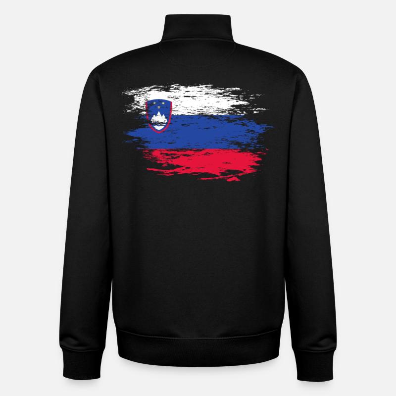 Drapeau de la Slovénie utilisé - Sweat zippé unisexe en coton bio Stanley/Stella - noir