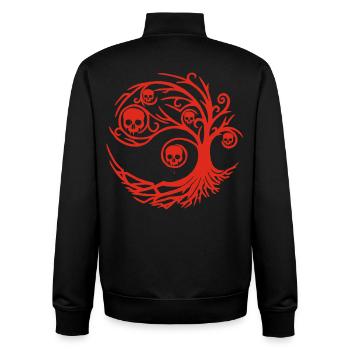 Roter Baum mit Totenköpfen - Unisex Organic Zip Sweatshirt von Stanley/Stella - Schwarz - Hinten - AI Model Male 185 light (185cm)