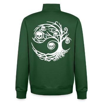 White tree with skulls - Unisex Organic Zip Sweatshirt by Stanley/Stella - bottle green - Back - AI Model Male 185 dark (185cm)