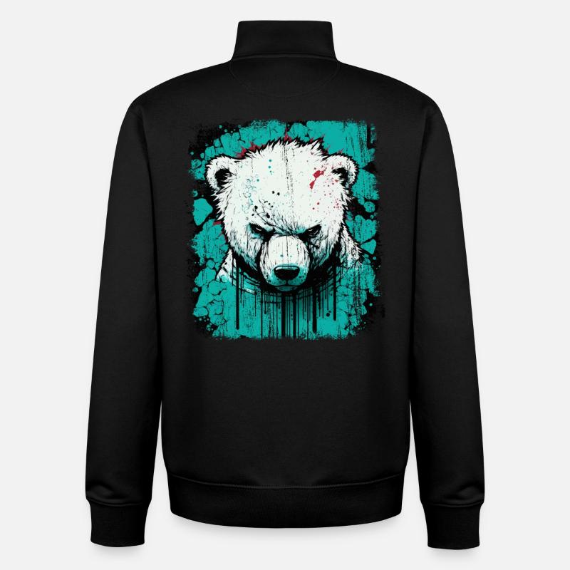 Wütender Eisbär - Unisex Organic Zip Sweatshirt von Stanley/Stella - Schwarz