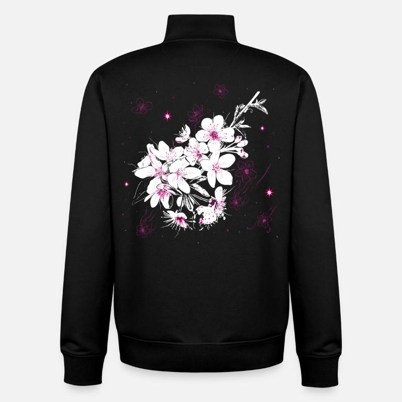 Cherry Blossom Sakura Spring - Unisex Organic Zip Sweatshirt by Stanley/Stella - black