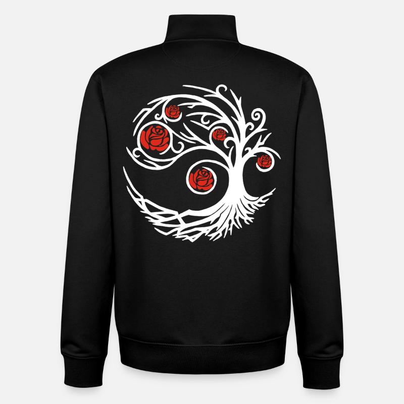 Rosier blanc étrange - Sweat zippé unisexe en coton bio Stanley/Stella - noir