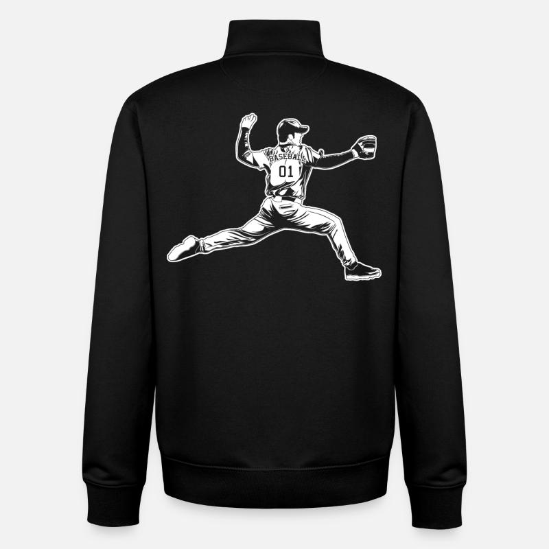 Lanceur de baseball - Sweat zippé unisexe en coton bio Stanley/Stella - noir
