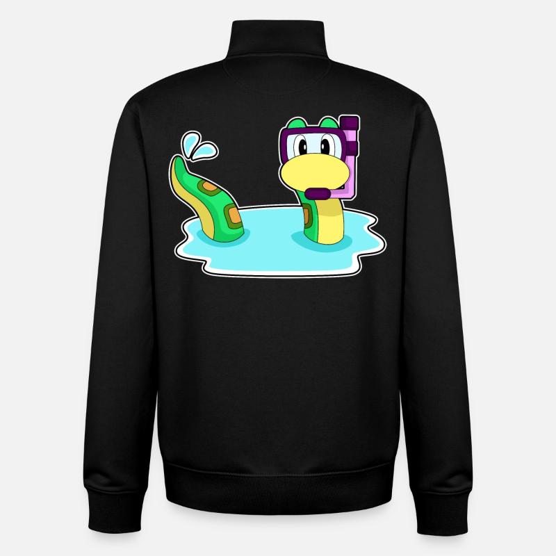 Snake Diver Snorkel - Sweat zippé unisexe en coton bio Stanley/Stella - noir