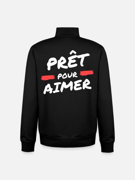 Prêt pour aimer, saint Valentin - Sweat zippé unisexe en coton bio Stanley/Stella - noir