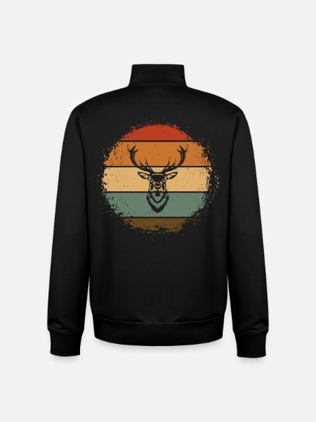 Hirsch Hirschgeweih Geweih - Unisex Organic Zip Sweatshirt von Stanley/Stella - Schwarz
