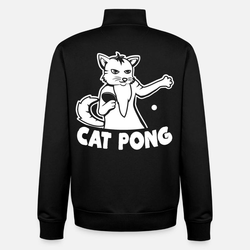 Chat de ping-pong - Sweat zippé unisexe en coton bio Stanley/Stella - noir