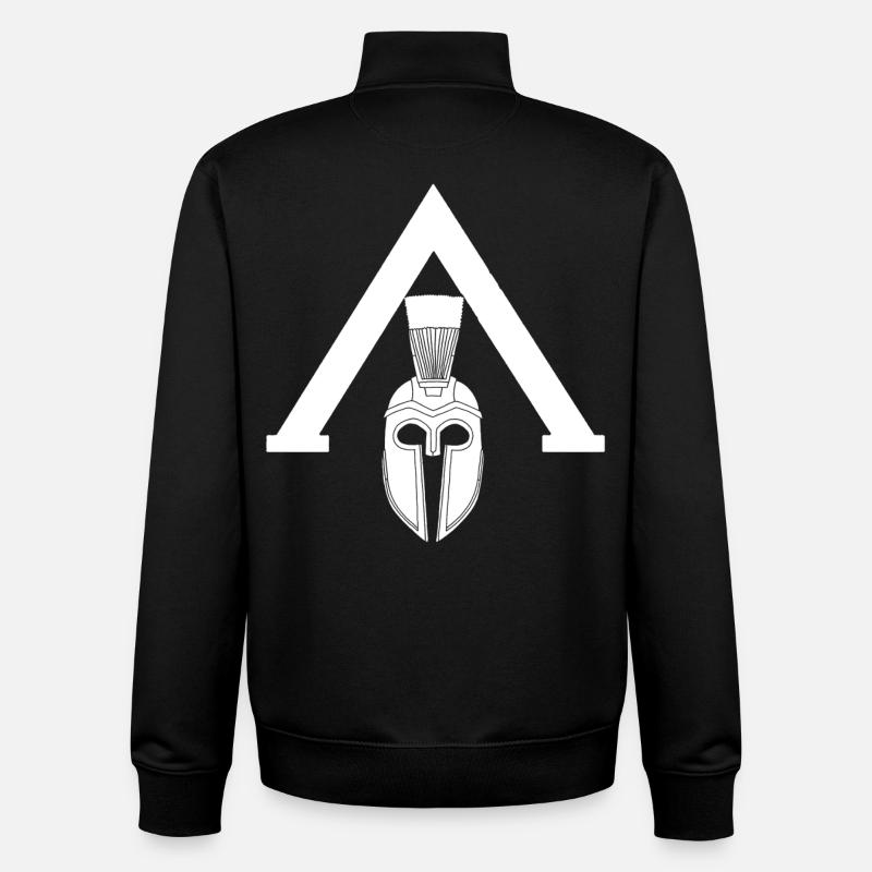 Symbole spartiate blanc - Sweat zippé unisexe en coton bio Stanley/Stella - noir