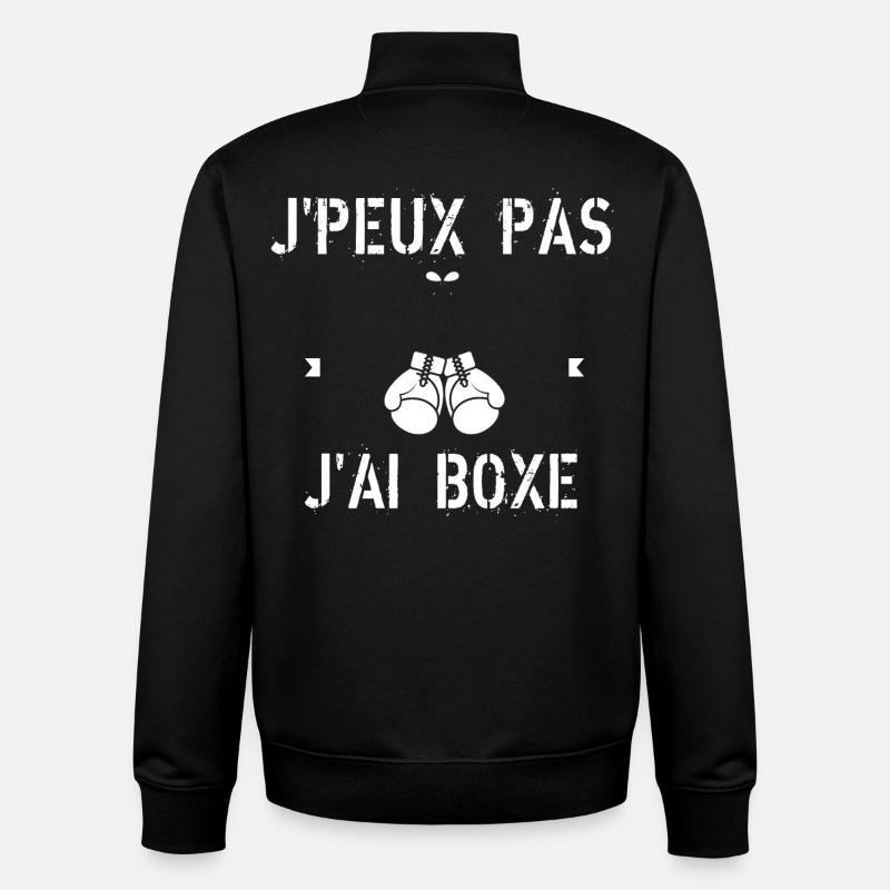 J'Peux Pas J'Ai Boxe - Sweat zippé unisexe en coton bio Stanley/Stella - noir