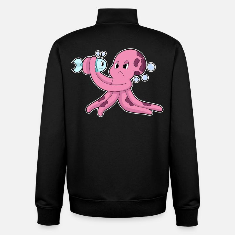 Poisson poulpe - Sweat zippé unisexe en coton bio Stanley/Stella - noir