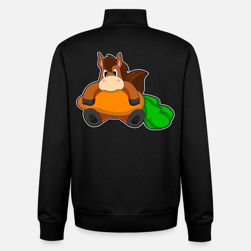 Cheval Carotte - Sweat zippé unisexe en coton bio Stanley/Stella - noir