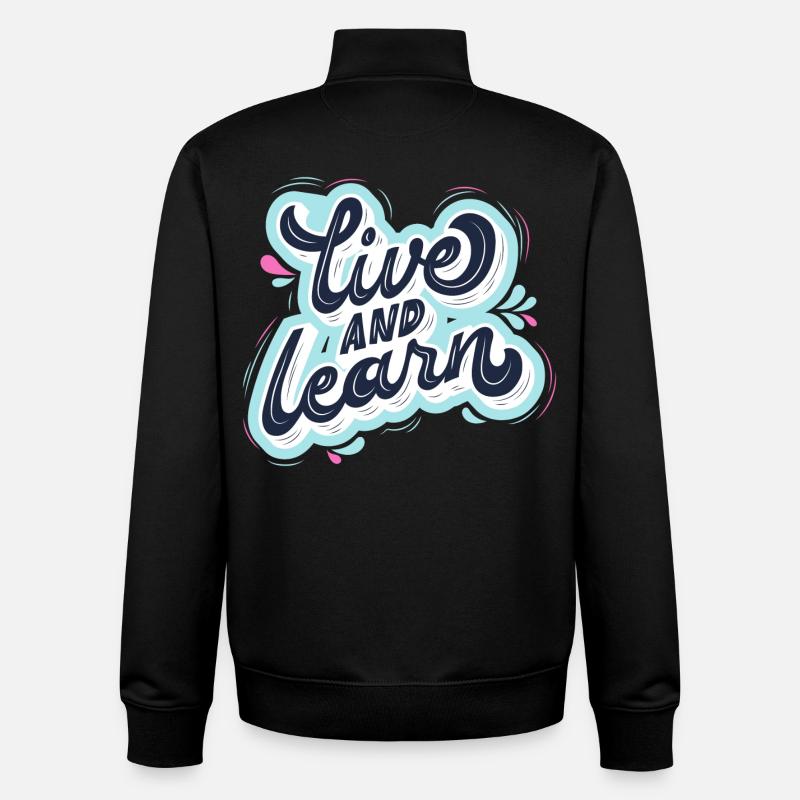 Vivre et apprendre - Sweat zippé unisexe en coton bio Stanley/Stella - noir
