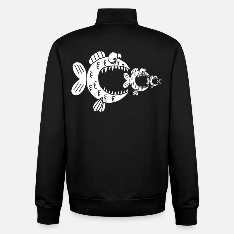 Poissons blancs et chaîne alimentaire - Sweat zippé unisexe en coton bio Stanley/Stella - noir