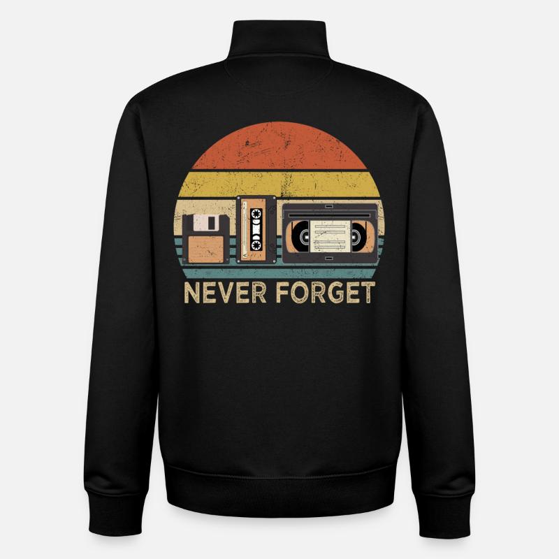 Cassette rétro : n’oubliez jamais le design - Sweat zippé unisexe en coton bio Stanley/Stella - noir