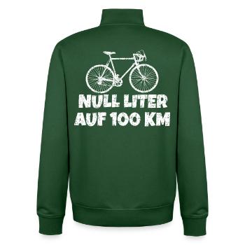 Null Liter auf 100 KM mit Rennrad (Vintage Weiß) - Unisex Organic Zip Sweatshirt von Stanley/Stella - Flaschengrün - Hinten - AI Model Male 185 dark (185cm)