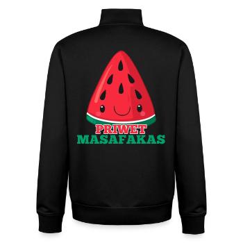 Cadeau de pastèque de Priwet Masafaka - Sweat zippé unisexe en coton bio Stanley/Stella - noir - Dos - AI Model Male 185 light (185cm)