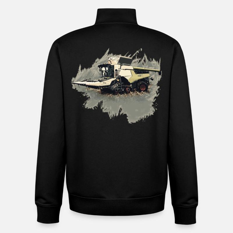 Tracteur de moissonneuse-batteuse de cueilleur de maïs - Sweat zippé unisexe en coton bio Stanley/Stella - noir