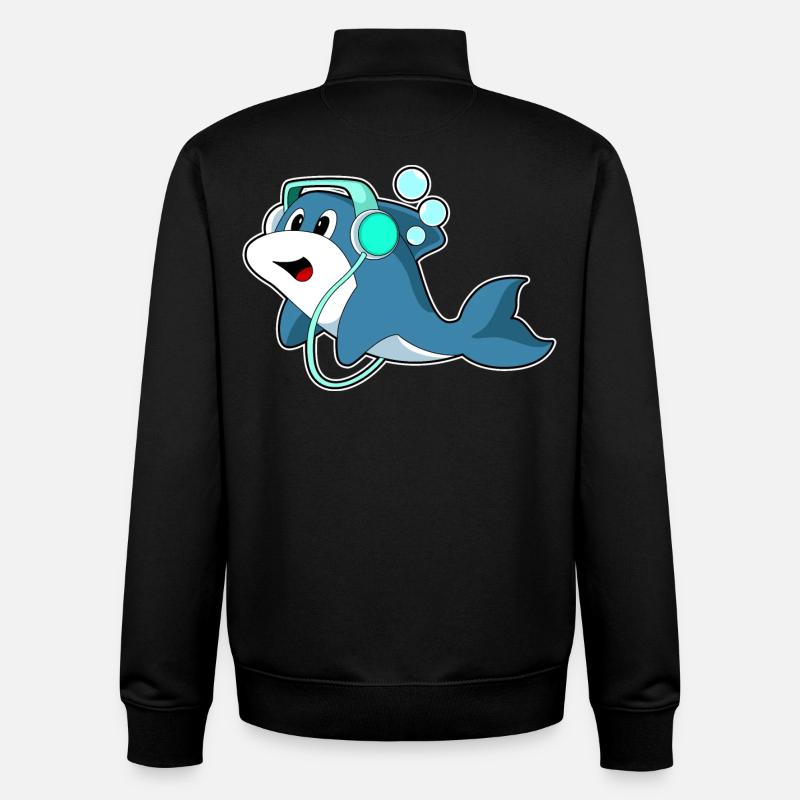 Musique casque Delfin - Sweat zippé unisexe en coton bio Stanley/Stella - noir