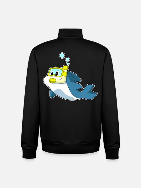 Dolphin Diver Snorkel Diving - Unisex Organic Zip Sweatshirt by Stanley/Stella - black