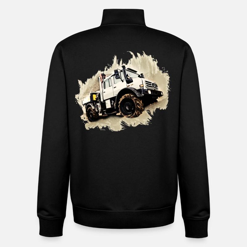 Camion Unimog - Sweat zippé unisexe en coton bio Stanley/Stella - noir