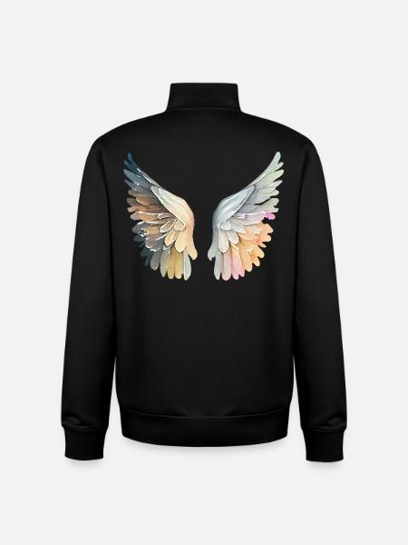 Artistic pastel angel wings - Unisex Organic Zip Sweatshirt by Stanley/Stella - black