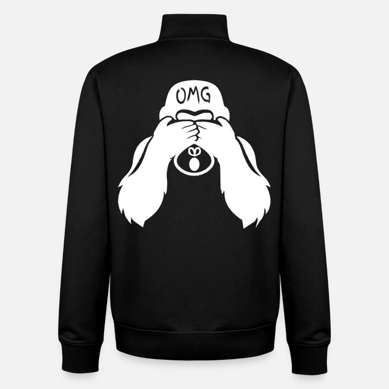 Witziger Gorilla OMG Affe - Unisex Organic Zip Sweatshirt von Stanley/Stella - Schwarz