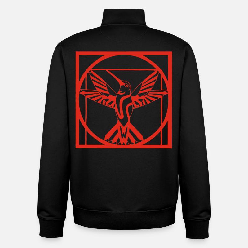 Vitruvius red bird - Unisex Organic Zip Sweatshirt by Stanley/Stella - black