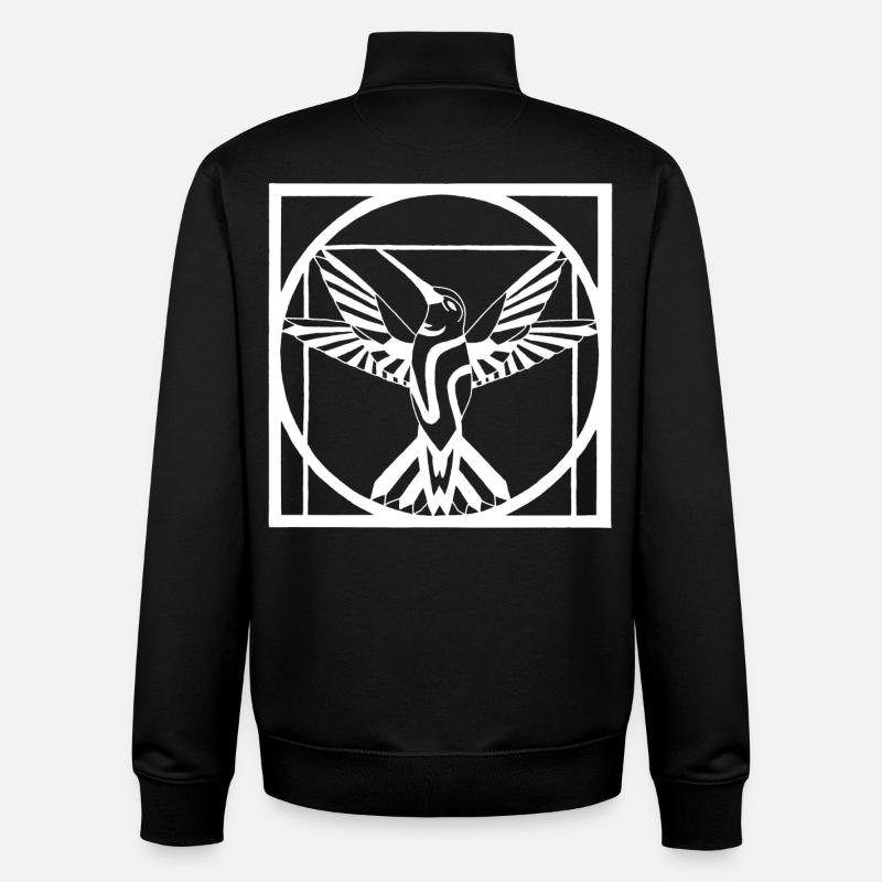 Oiseau blanc Vitruve - Sweat zippé unisexe en coton bio Stanley/Stella - noir