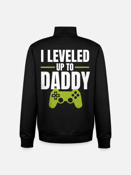 I Leveled Up to Daddy - Unisex Organic Zip Sweatshirt by Stanley/Stella - black