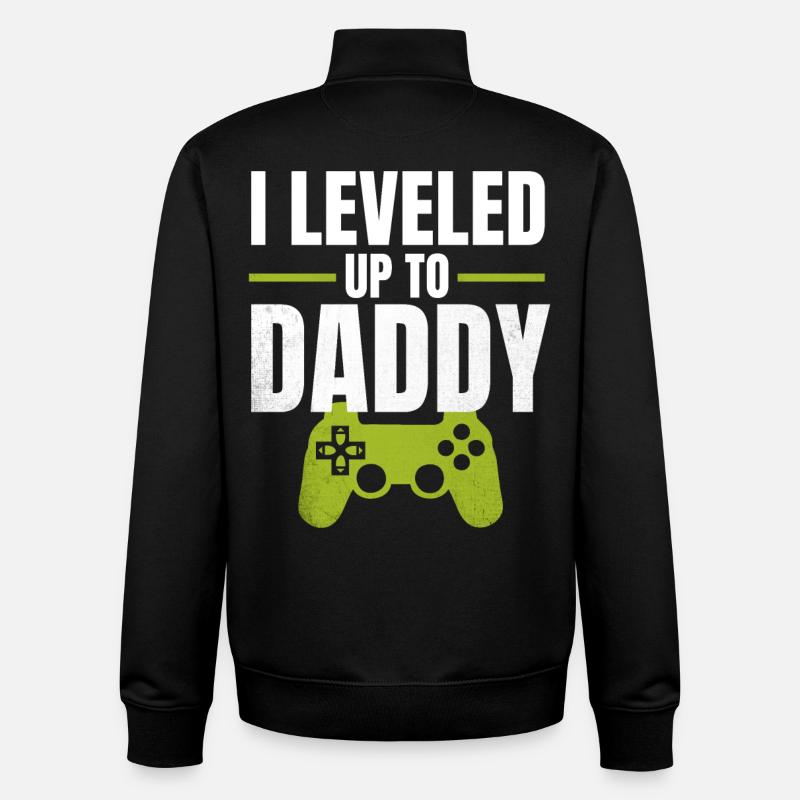 I Leveled Up to Daddy - Unisex Organic Zip Sweatshirt by Stanley/Stella - black
