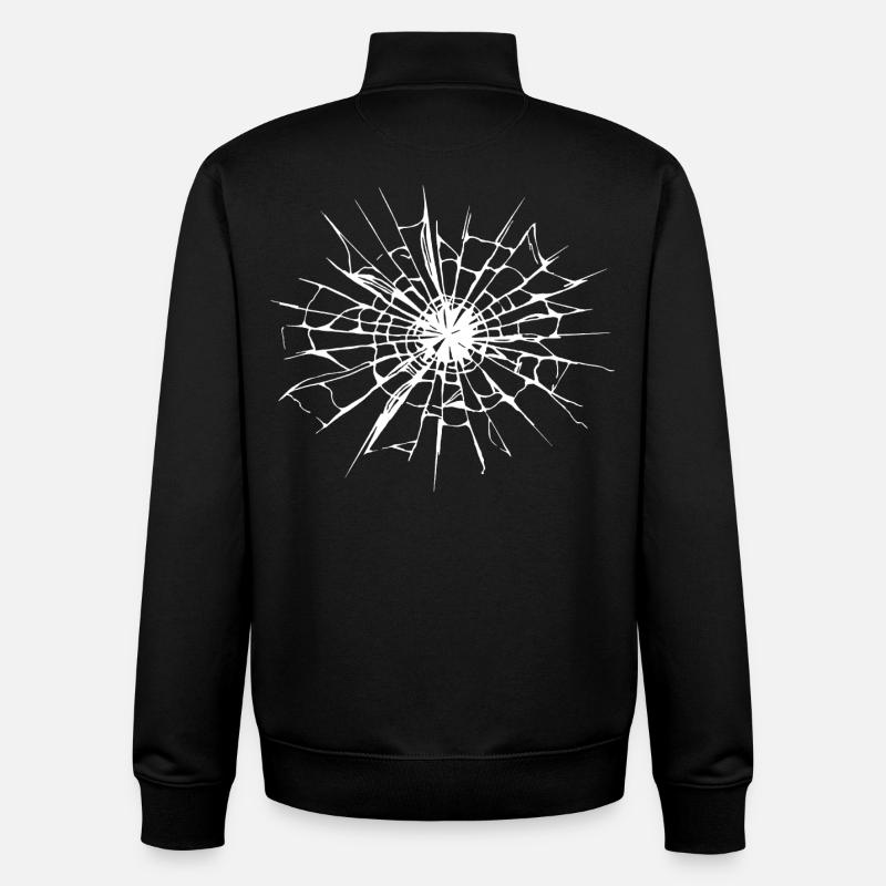 Verre brisé - Sweat zippé unisexe en coton bio Stanley/Stella - noir
