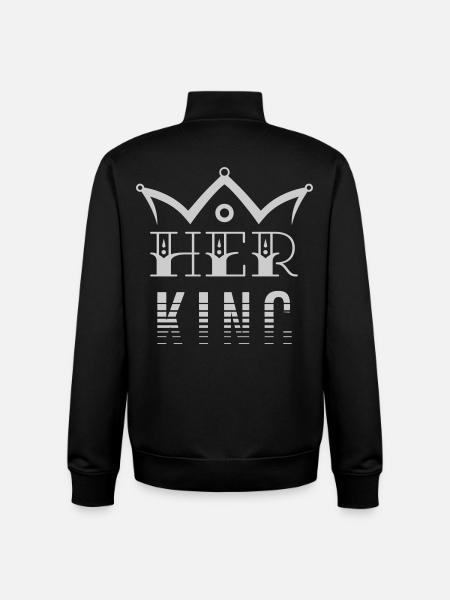 Her King - Unisex Organic Zip Sweatshirt by Stanley/Stella - black