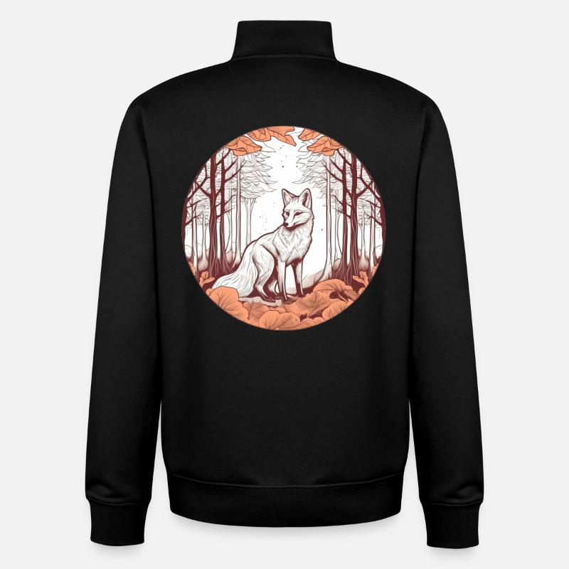 Fuchs im Herbstwald Illustration - Unisex Organic Zip Sweatshirt von Stanley/Stella - Schwarz