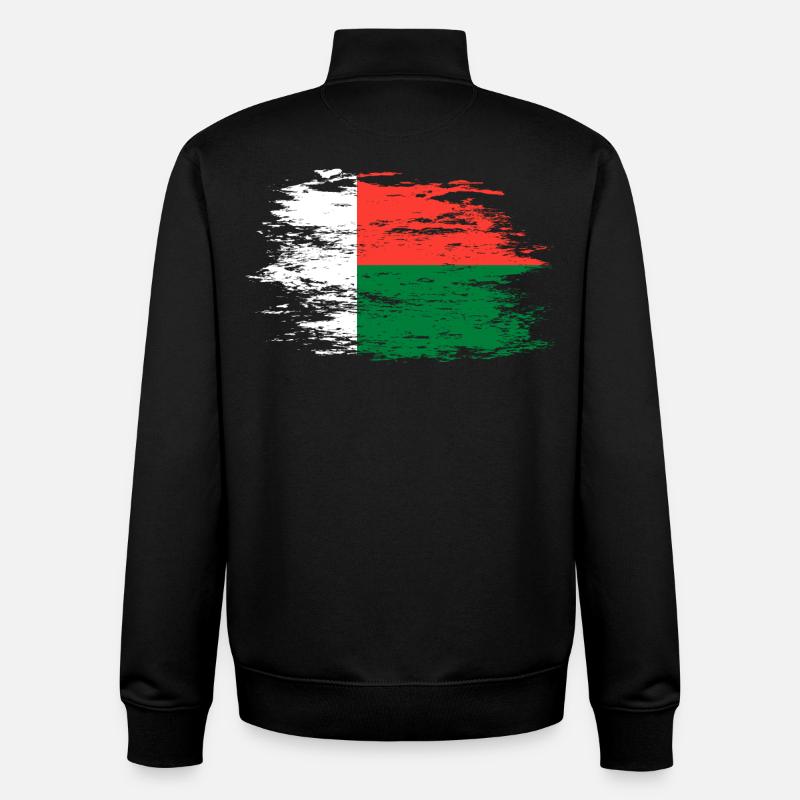 Drapeau de Madagascar utilisé - Sweat zippé unisexe en coton bio Stanley/Stella - noir